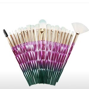 20pc Metallic Ombré Geometric Makeup Brush Set High Quality